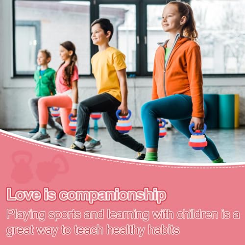 Kids Exercise Equipment With 2 Dumbbells and Kettlebell - Adjustable Workout Toy Equipment for Children Pretend Play Exercise - Toddler Beginner Gym & Fitness Family Games for Birthday Gifts