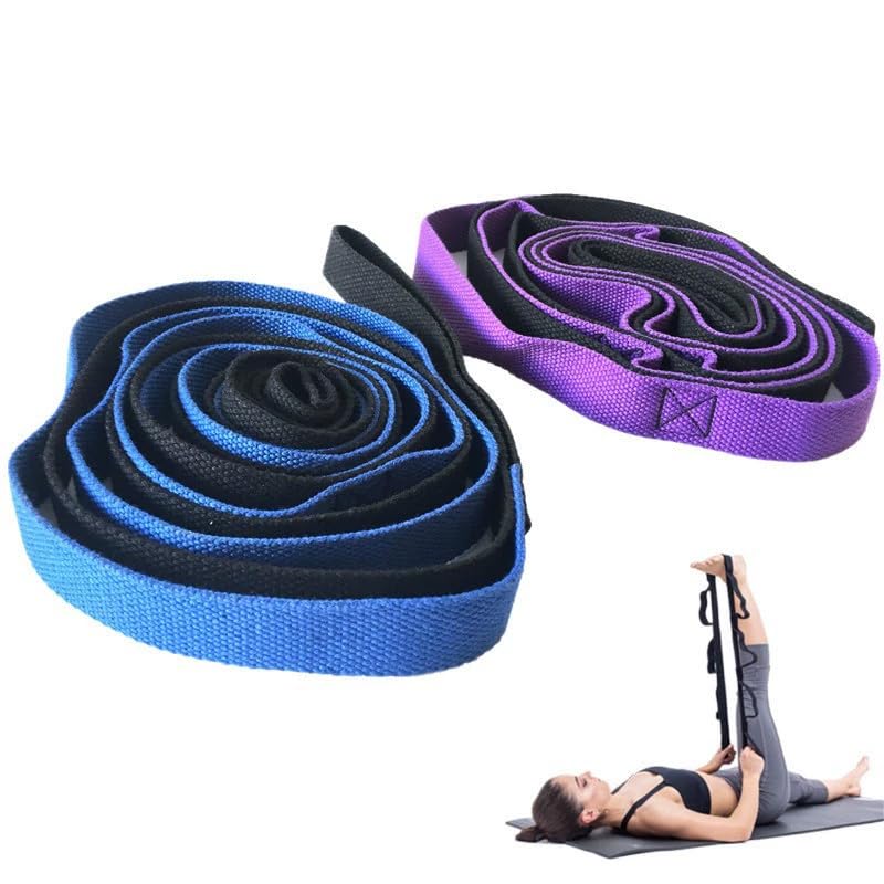 Yoga Stretch Strap with 10 Loops, Non-Elastic Stretching Strap for Physical Therapy, Pilates, Flexibility Training, Hamstring Stretching, Dance, Gymnastics & Home Workout