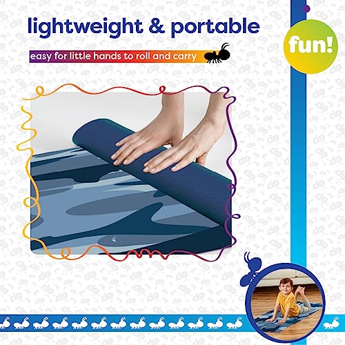 Antsy Pants Kids Yoga Mat - Yoga Mat for Kids, Yoga Mats for Home Workout, Travel Yoga Mat, Yoga Mat Non Slip, 60” x 24”, 3mm Free of Toxic Phthalates - color: Blue Shark