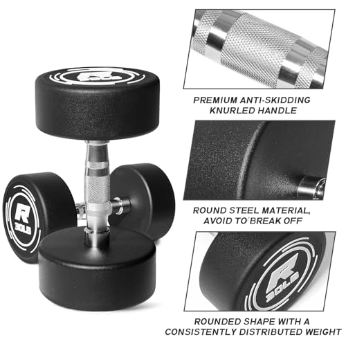 RitFit 5-250 LBS PVC Encased Round Dumbbell sets with Knurled Handle and Optional Rack, Strength Training Equipment for Home Gym - style: 15LB×2