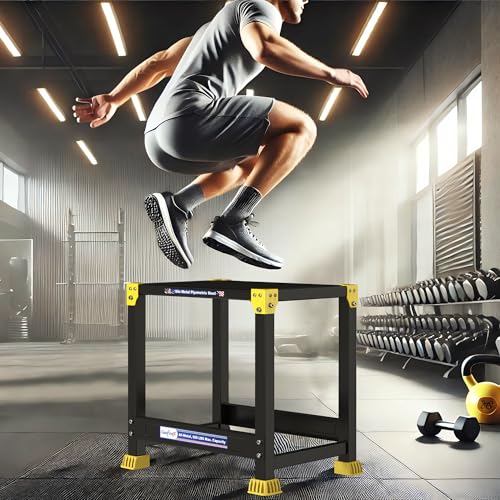 GanFindX Steel Plyo Box, 17×13 Inch Surface Metal Plyometric Jumping Box - color: Black