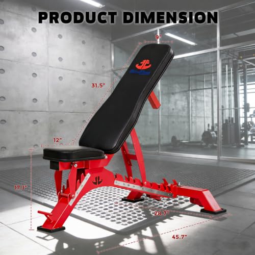 Adjustable Weight Bench 1300 lb Capacity, 40-Position Workout Bench with 10 Backrest & 4 Seat Angles, Heavy Duty Strength Training Bench for Home Gym, Garage Gym, Incline Flat Dumbbell Workouts