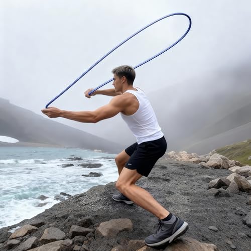 Flow Rope Exercise Jump Rope – 1.5lb Weighted Flow Jump Rope for Cardio, Boxing, HIIT & Upper Body Fitness – Adjustable Double Woven Workout Rope for Men, Beginners – Indoor & Outdoor Use