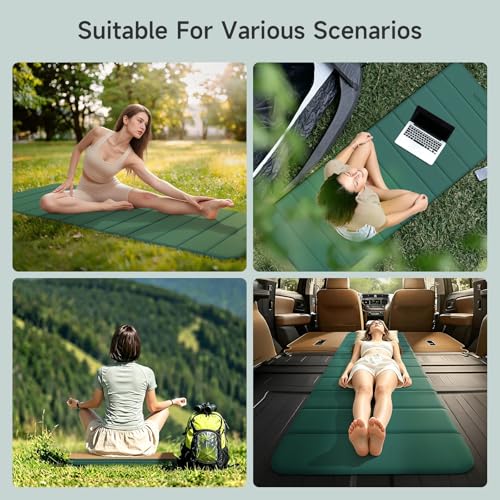 12-Fold POE Yoga Mat 75x26x0.4 Inches – Non-Slip, Compact & Workout-Friendly for Yoga, Pilates, Strength Training & Meditation - color: Green+Orange