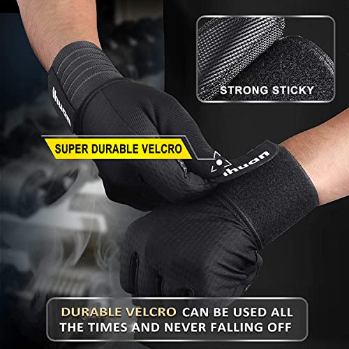 ihuan Workout Gloves for Men Full-Finger: Weight Lifting for Men, Gym Full Hand Gloves for Weightlifting, Deadlift - size: X-Large
