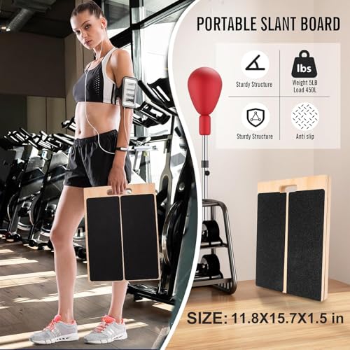 Calf Stretcher Slant Board,Wooden Portable Incline Board and Calf Stretcher, Stretch Board for Stretching Tight Calves or Plantar Fasciitis, Strength Training Equipment Leg Exercise Machines