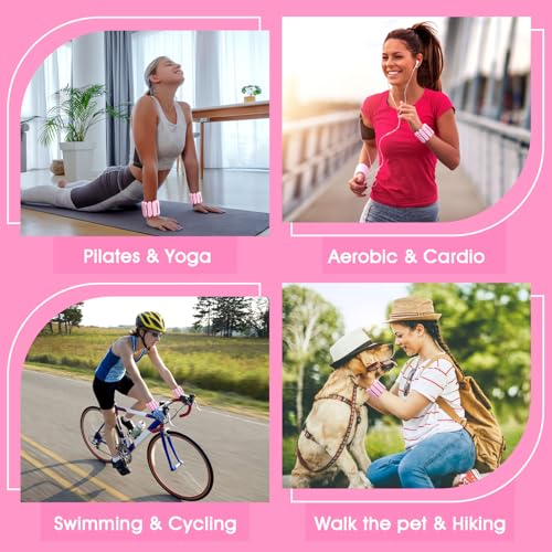 Wrist Weights, 2Pack Wearable Wrist Ankle Weights for Women & Men, Adjustable Arm and Leg Weights, Silicone Weighted Bangles for Walking Yoga Pilates Running Dance Gym 2lb - color: Pink