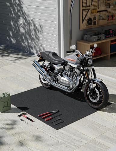 Heavy Duty Oil Spill Mat, Garage Floor Mat, 59" x 70" Waterproof Rubber Backing Oil Absorbent Pads, 1/5" Thick Reusable Under Auto Repair Mat for Garage Floor Surface Protection-Black - size: 4' 11" x 5' 10" (Extra Large)