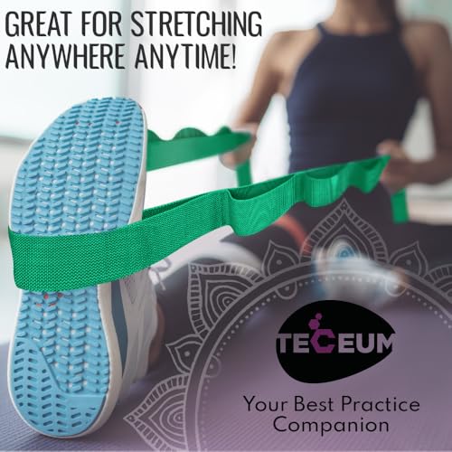 Stretching Strap with 10 Loops – Non-Elastic Yoga Strap for Physical Therapy – Stretch Band for Hamstring, Leg, Hip & Knee Rehab – Pilates, Flexibility & Mobility Exercise for Men & Women