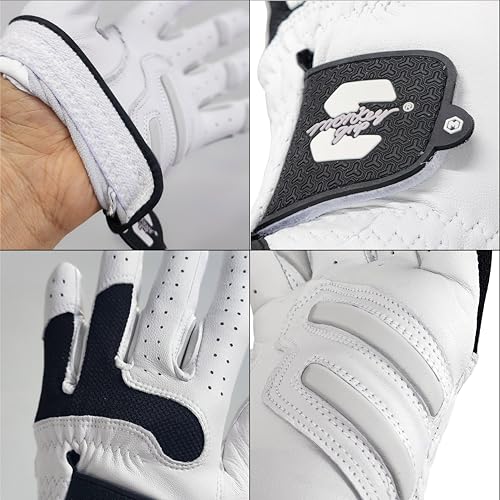 Golf Glove Bearing Capacity Non Slip No Slice pad Premium Leather Power Pad Left Hand, MAN-Small, White - size: Man L_Right Hand