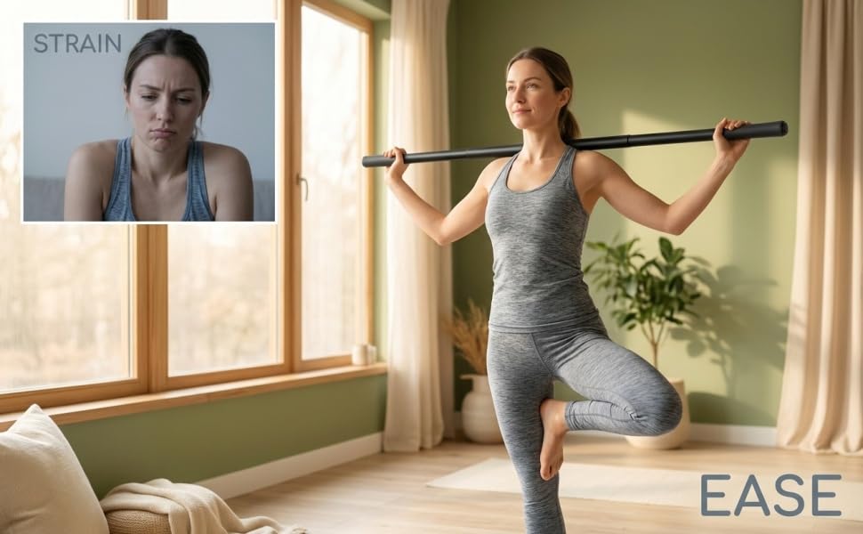 Yoga Stick, 5 ft Aluminum Adjustable Stretching Bar with Comfortable Foam Handles, Portable Fitness Pole for Physical Rehabilitation, Body Shaping, Flexibility, Mobility and Balance Training