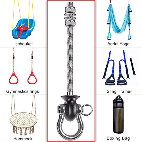 Dolibest Heavy Duty Swing Hangers, Stainless Steel 304 Swing Bolts, 180° Swing, Perfect for Playground, Porch, Yoga, Hammock Chair, Punching Bag - for Wood and Steel Beams,9.64'' (4Pack) - color: Silver 9.64''-4pcs