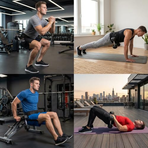 Dumbbell Hip Thrust Belt - Glute Bridge Strap - Lower Body Workout Equipment - Weight Pads Support - Home Gym Accessories Women Men - Squat Dip Pull Up Training Fitness Tool Adjustable Nylon Chain