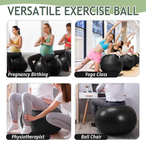 Hungdao 6 Pack Exercise Ball Bulk Inflatable Pregnancy & Workout Ball 22 Inch Heavy Duty Pilates Ball for Yoga Stretching Therapy Balance Physical Fitness - color: Black