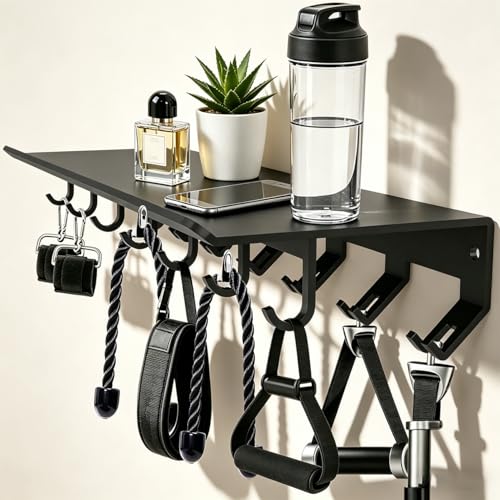 Dafftos Floating Shelf Compatible with Tonal Accessories Home Gym Storage Rack Wall Mount Resistance Band Organizer Workout Metal Holder Hook T-Bracket Lock Adapters Hanger Equipment Fitness