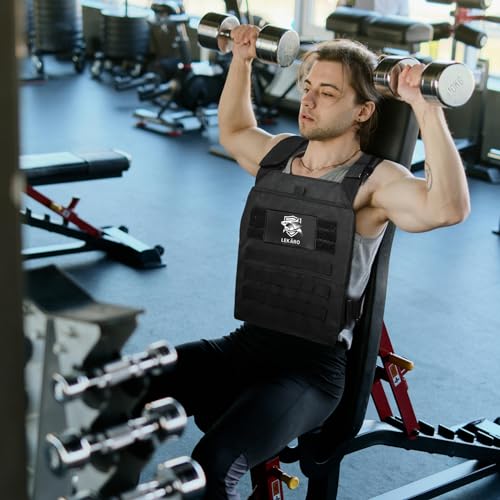 Adjustable Weighted Vest for Men Women – Tactical Vest for Rucking, HIIT & CrossFit, Fits 10x12 Plates, 600D Breathable Weight Vest & Exercise Vest for Strength Training, Weights Not Included - color: Black