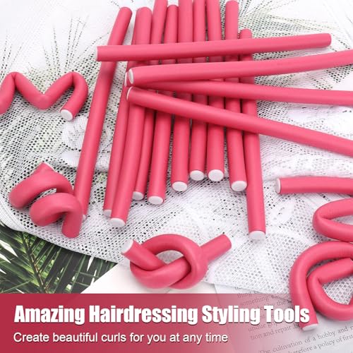 30Pcs Heatless Hair Curlers 7”x0.39“ Flexi Rods for Short Medium Long Hair - color: 7" x 0.39"