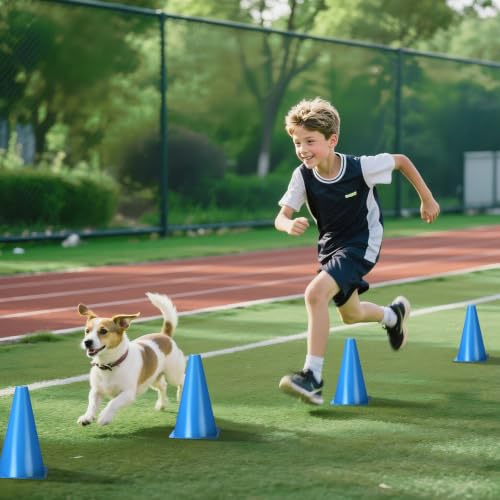 12pcs Cones 9 Inch Soccer Cones and Plastic Traffic Cones, Durable Cones for Sports Training, Ideal for Soccer, Basketball, Football, Skating, and Agility Drills Practice - color: blue