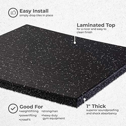 Genaflex Pro Heavy Duty Thick Rubber Gym Floor Tiles High Density Shock Absorbent Laminated Deadlift Mats - 1" Thick X 20" W X 20" L - 2.7 Sq. Ft. (Tan/Black, 1 Tile - 2.7 Sq. Ft.) - color: Tan/Black