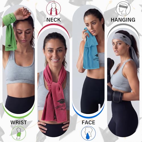 4 Pack Graduation Gifts Cooling Towels (40"x12"), Soft Breathable Chilly Towel, Ice Towel, Microfiber Towels for Yoga, Sport, Running, Workout, Gym & More Activities Team Gift