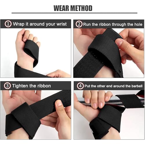 1Pair of Adjustable Gym Wrist Straps with Neoprene Padded Wrist Non-Slip Silicone for Weightlifting, Bodybuilding, Strength Breathable Design Workout Accessories Flexible Wristbands(Black)