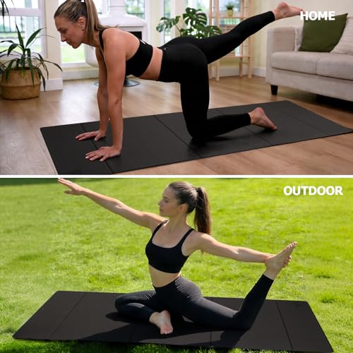 IwIeIaIrI Foldable POE Non Slip Yoga Pilates Mat– 1/4" (6mm) Thick - color: Dark Grey