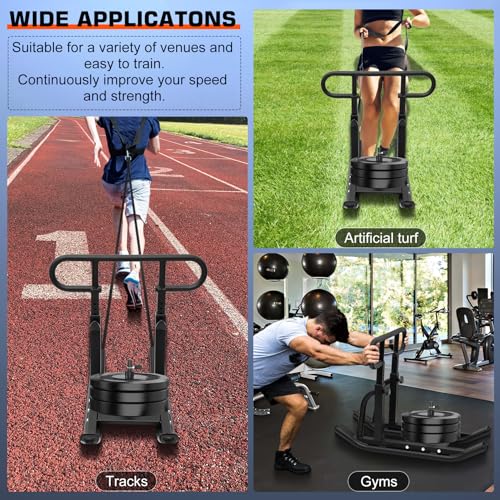 Weight Sled, Fitness Sled, Fitness Strength Training Sled,Adjustable Height Weight Training Sled,Heavy Duty Workout Sled for Building Muscle and Explosive Strength for 1" and 2" Weight Plates