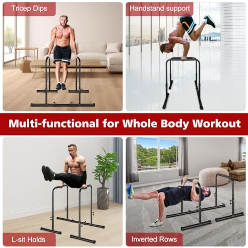 Adjustable Height Parallel Push Up Stand, Parallel Bar Station for Strength Training, Heavy Duty Steel Dip Stand Station, Home Gym Fitness Workout Dip bar Station,Tricep Dips,Pull-Ups,Push-Ups