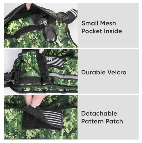 Adjustable Weighted Vest, 4-10lb/12-18lb/20-32lb Vest with 6 Ironsand Weights and Large Pocket, Weight Vest for Men Women Strength Training, Running, Walking - color: Green Digi Camo, size: 4-10lbs