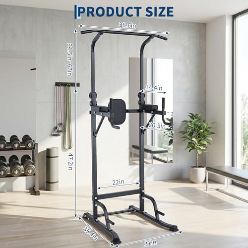 Adjustable Power Tower Pull Up Dip Station Multifunction Strength Training