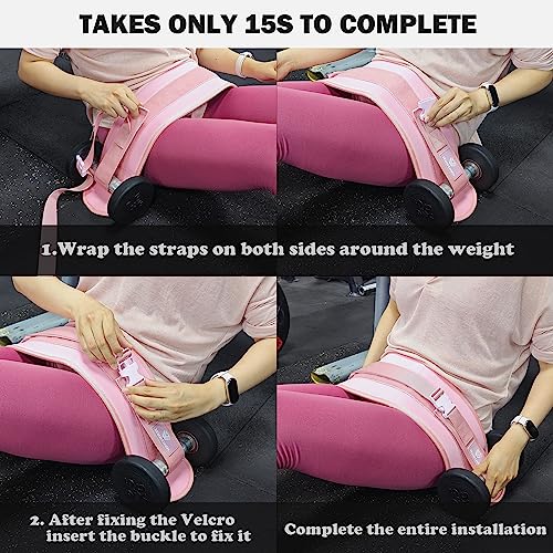 Hip Thrust Belt, Fully Upgraded Hip Thrust Belt for Dumbbells, More Comfortable Hip Thrust Belt, Home Gym Hip Thrust Belt with Wider and Longer Anti-Slip Pads. - color: pink