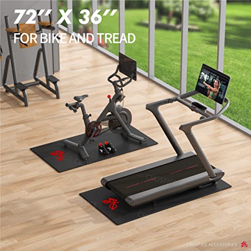 Bike Trainer Mat Compatible with Peloton Bike, for Treadmill & Row, THK 6mm, Under Mat Protect Hardwood Floor Carpet, Trainer Accessory for Indoor Stationary Exercise Bicycle - size: 36x72", style: Logo Style