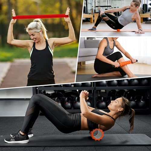 RedSwing 5-in-1 Foam Roller Set - High Density Deep Tissue Massage Roller with Ball, Band & Bag for Full Body Muscle Recovery and Pain Relief