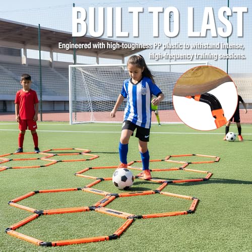 Hexagon Agility Rings, 6 Set Speed Training Ladder with Carry Bag, Footwork Drills Gear for Soccer Football Basketball and Fitness