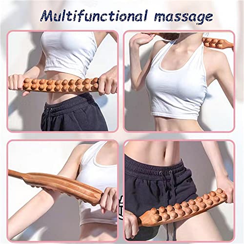 Wooden Gua Sha Tools Anti Cellulite Massage Tool,20 Beads Lymphatic Drainage Stick for Back and Head Relaxing Scrapping 22.83INCH - color: Style E Primary Color 20 Beads