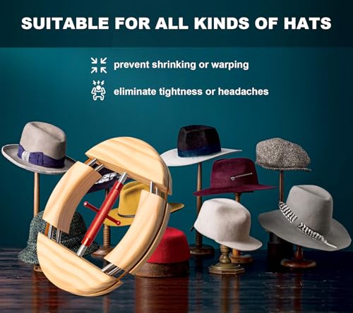 4 Way Hat Stretcher, Hat Stretcher for Fitted Hats, Heavy Duty Hats Shaper Extender w. Lever Wrench for Men All Kind of Caps - color: Red Upgraded_4way