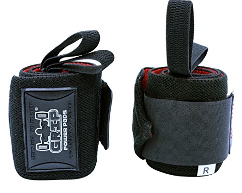 Grip Power Pads Wrist Wraps 2 Wraps for Weight Lifting Wrist Support Cotton Wraps Gym Bandage Straps for Men & Women Premium Quality & PRO Rubber