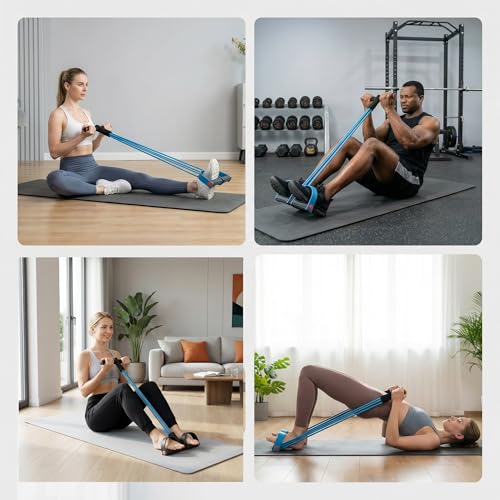 Upgraded Durable 6-Tube Pedal Resistance Strap with Handle, Natural Rubber Fitness Resistance Strap, Multifunctional Fitness Strap, Suitable for Abdominal, Waist, arm, and Leg Shaping Training - color: Blue