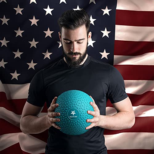 Yes4All Upgraded Fitness Slam Medicine Ball Triangle 25lbs for exercise, strength, power workout, Workout ball, Weighted ball, Exercise ball, Trendy Teal - color: Trendy teal, style: E. 25lbs