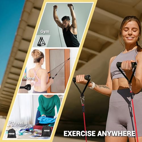 POWERT Resistance Bands Set (11pcs), Workout Bands with Handles, Door Anchor, Ankle Straps and Carry Bag, Exercise Bands, Portable Set, Good for Home Gym Fitness,Sports, Physical Therapy