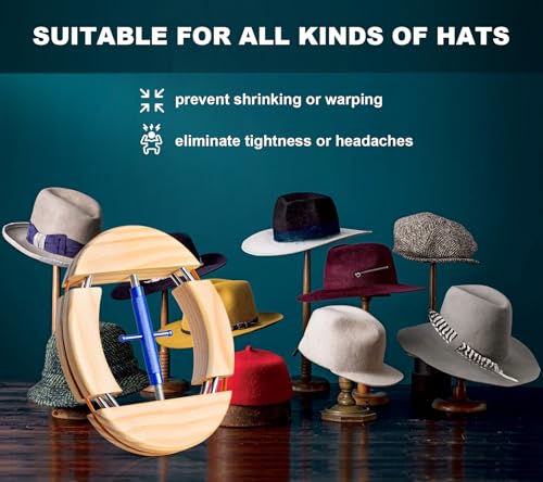 4 Way Hat Stretcher, Hat Stretcher for Fitted Hats, Heavy Duty Hats Shaper Extender w. Lever Wrench for Men All Kind of Caps - color: Blue Upgraded_4way