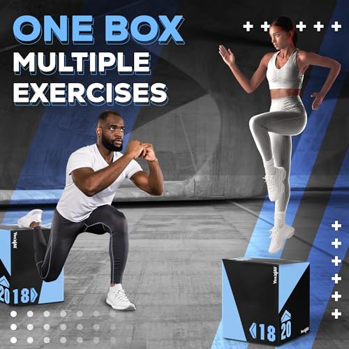 Yes4All 3 in 1 Foam Plyometric Jump Box for Training & Conditioning - Plyo Jump Box for Fitness Workout Exercise - color: B. 20" x 18" x 16" - 27 lbs