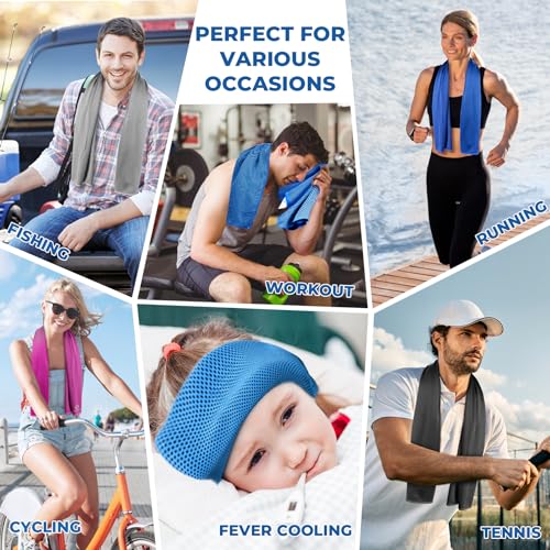 Sukeen Cooling Towels for Neck and Face (40" x 12"), Cooling Towel 6 Pack, Microfiber Best Sports Cooling Cool Towels for Hot Weather, Soft Breathable Cooling Towels for Sweat Athletes Men Women