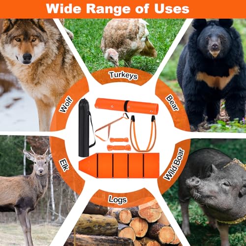 1.2mm Thickened Deer Drag Sleds with Rope, Tear-Resistant Cart Game Hauler with Storage Bag, Dual Deer Drag Harness Strap, Widen Shoulder for Hunting Accessories(Tapered-Anti Slip, Orange)
