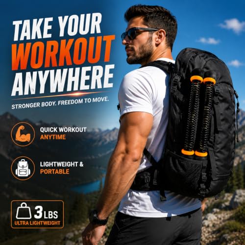 Ropeless Battle Ropes Adjustable Weighted Cordless Battle Rope Sticks for Home Gym, Portable Full Body Workout Equipment for Cardio & Strength Training, Includes Wrist Straps & Carry Bag