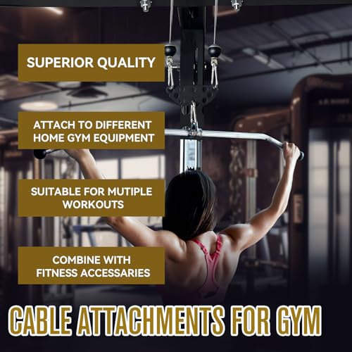 Multi-Grip LAT Pull Down Bar for Home Gym Fitness, Spreader Plate LAT Pulldown Attachments for Pulley System Cable Machine, Double to Single Cable Attachment Exercise Handle