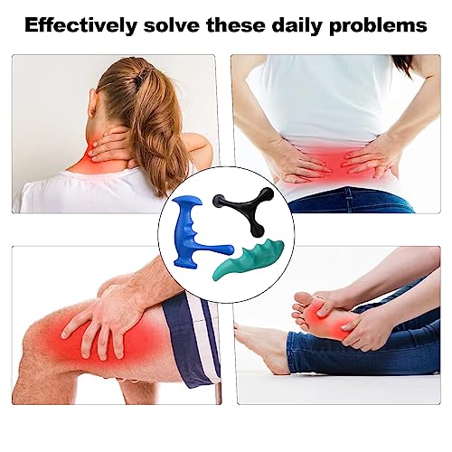 Manual Trigger Point Massage Tool and Thumb Saver for Full Body Deep Tissue Massage, Set Include 1 Green Thumb Protector Tool 1 Palm Urchin Massage Tool Hand Held 4-Legged Massage Knobs