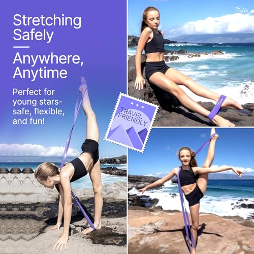 2-Pack Ballet Stretch Bands for Dancers & Foot Mini Loop | Natural Rubber Flexibility Band for Splits Training | Kids, Teens & Adult Dancers, Gymnasts, Cheerleaders | Printed Guide & Travel Bag - color: Purple Regular