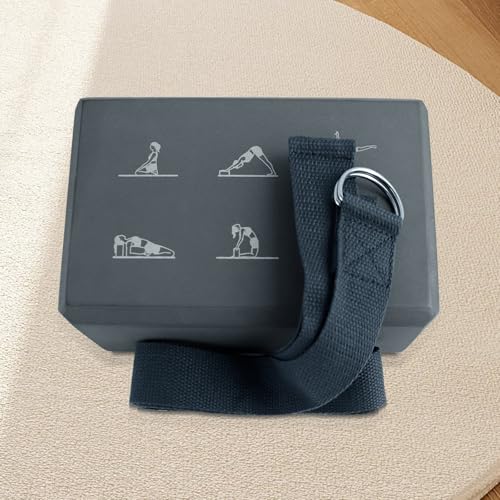 RETON Yoga Blocks Set with Straps, High Density Yoga Bricks, Lightweight EVA Foam Pilates Block, 2 Yoga Blocks with 2 Straps for Yoga, Pilates, Fitness, Stretching and Toning