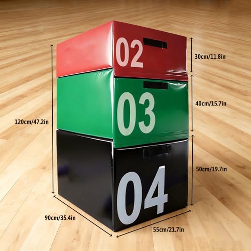 Free Combination Foam Plyometric Jump Box, Height Exercise Box Multiple Height Levels with Non-Slip Surface & EPE Foam for Plyometrics HIIT Strength Training Home Gym (Size:02#+03#+04#) - size: 02#+03#+04#